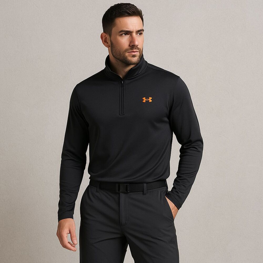 Under Armour Men's UA Knit Warm Up 1/4‎ Zip Black Large Blokcore Sport Layer 3XL